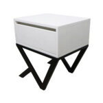 Κομοδίνο Komo-Kuro Mε Επιφάνεια Σε Λευκό Μάρμαρο Και Μαύρη Μεταλλική Βάση - Image 3