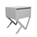 Κομοδίνο Komo-Kuro Mε Επιφάνεια Σε Λευκό Μάρμαρο Και Λευκή Μεταλλική Βάση