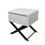 Κομοδίνο Komo-Vetro Mε Επιφάνεια Σε Λευκό Μάρμαρο Και Μαύρη Μεταλλική Βάση - Image 3