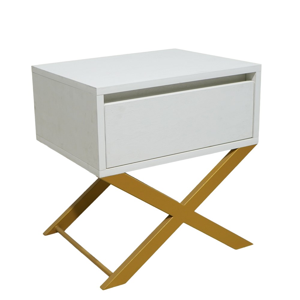 2 Κομοδίνο Komo-Vetro Mε Επιφάνεια Σε Λευκό Μάρμαρο Και Χρυσή Μεταλλική Βάση - Image 1
