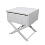 Κομοδίνο Komo-Vetro Mε Επιφάνεια Σε Λευκό Μάρμαρο Και Λευκή Μεταλλική Βάση - Image 3