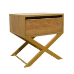 Κομοδίνο Komo-Vetro Mε Επιφάνεια Σε Ανοιχτή Απόχρωση Ξύλου Και Χρυσή Μεταλλική Βάση - Image 3