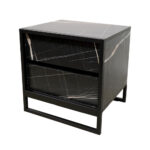 Κομοδίνο Komo-Boxy Mε Επιφάνεια Σε Μαύρο Μάρμαρο Και Μαύρη Μεταλλική Βάση - Image 4