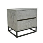 Κομοδίνο Komo-Boxy Mε Επιφάνεια Σε Λευκό Μάρμαρο Με Γκρί Νερά Και Μαύρη Μεταλλική Βάση