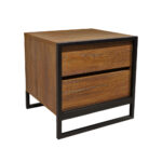 Κομοδίνο Komo-Frame Mε Επιφάνεια Σε Καρυδί Απόχρωση Και Μαύρη Μεταλλική Βάση