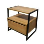 Κομοδίνο Komo-Rubby Με Επιφάνεια Σε Ανοιχτή Απόχρωση Και Μαύρη Μεταλλική Βάση - Image 3