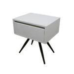 Κομοδίνο Komo-Nord Mε Όψη Λευκού Μάρμαρου και Μαύρη Μεταλλική Βάση - Image 3