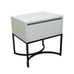 Κομοδίνο Komo-Arco Mε Επιφάνεια Σε Όψη Λευκου Μαρμαρου Και Μαύρη Μεταλλική Βάση