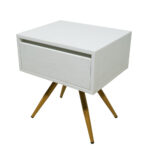 Κομοδίνο Komo-Nord Mε Όψη Λευκού Μάρμαρου Και Χρυσή Μεταλλική Βάση - Image 3