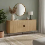 Μπουφές Scandi MDF φυσικό με μεταλλικά μαύρα πόδια