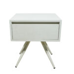 Κομοδίνο Komo-Nord Mε Όψη Λευκού Μάρμαρου Και Λευκή Μεταλλική Βάση - Image 4