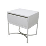 Κομοδίνο Komo-Arco Mε Επιφάνεια Σε Όψη Λευκου Μαρμαρου Και Λευκή Μεταλλική Βάση - Image 4