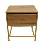 Κομοδίνο Komo-Woodtex Mε Επιφάνεια Σε Ανοιχτή Απόχρωση  Και Χρυσή Μεταλλική Βάση - Image 4