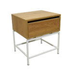 Κομοδίνο Komo-Woodtex Mε Επιφάνεια Σε Ανοιχτή Απόχρωση  Και Λευκή Μεταλλική Βάση