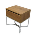 Κομοδίνο Komo-Arco Mε Επιφάνεια Σε Ανοιχτή Απόχρωση Ξύλου Και Λευκή Μεταλλική Βάση - Image 3