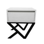 Κομοδίνο Komo-Kuro Mε Επιφάνεια Σε Λευκό Μάρμαρο Και Μαύρη Μεταλλική Βάση - Image 2