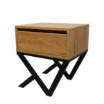 Κομοδίνο Komo-Kuro Mε Επιφάνεια Σε Ανοιχτή Απόχρωση Ξύλου Και Μαύρη Μεταλλική Βάση - Image 4