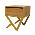 Κομοδίνο Komo-Kuro Mε Επιφάνεια Σε Ανοιχτή Απόχρωση Ξύλου Και Χρυσή Μεταλλική Βάση - Image 4