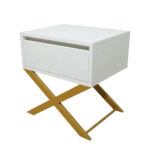 Κομοδίνο Komo-Vetro Mε Επιφάνεια Σε Λευκό Μάρμαρο Και Χρυσή Μεταλλική Βάση - Image 4