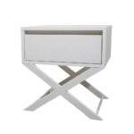 Κομοδίνο Komo-Vetro Mε Επιφάνεια Σε Λευκό Μάρμαρο Και Λευκή Μεταλλική Βάση - Image 4