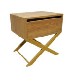 Κομοδίνο Komo-Vetro Mε Επιφάνεια Σε Ανοιχτή Απόχρωση Ξύλου Και Χρυσή Μεταλλική Βάση