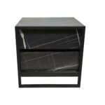 Κομοδίνο Komo-Boxy Mε Επιφάνεια Σε Μαύρο Μάρμαρο Και Μαύρη Μεταλλική Βάση - Image 2