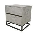 Κομοδίνο Komo-Boxy Mε Επιφάνεια Σε Λευκό Μάρμαρο Με Γκρί Νερά Και Μαύρη Μεταλλική Βάση - Image 4