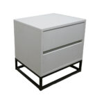 Κομοδίνο Komo-Boxy Mε Επιφάνεια Σε Λευκό Μάρμαρο Και Μαύρη Μεταλλική Βάση