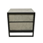 Κομοδίνο Komo-Frame Με Επιφάνεια Σε Όψη Τσιμέντου Ανοιχτό Και Μαύρη Μεταλλική Βάση - Image 4