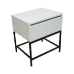 Κομοδίνο Komo-Woodtex Mε Επιφάνεια Σε Όψη Λευκού Μάρμαρου  Και Μαύρη Μεταλλική Βάση - Image 4