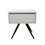 Κομοδίνο Komo-Nord Mε Όψη Λευκού Μάρμαρου και Μαύρη Μεταλλική Βάση - Image 4