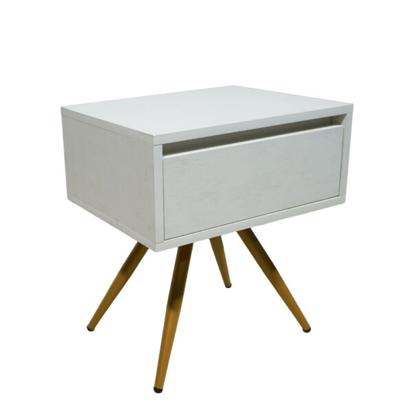 Κομοδίνο Komo-Nord Mε Όψη Λευκού Μάρμαρου Και Χρυσή Μεταλλική Βάση