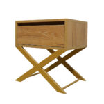 Κομοδίνο Komo-Vetro Mε Επιφάνεια Σε Ανοιχτή Απόχρωση Ξύλου Και Χρυσή Μεταλλική Βάση - Image 5