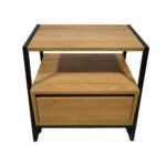 Κομοδίνο Komo-Rubby Με Επιφάνεια Σε Ανοιχτή Απόχρωση Και Μαύρη Μεταλλική Βάση - Image 5