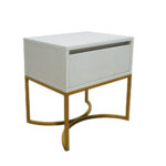 Κομοδίνο Komo-Arco Mε Επιφάνεια Σε Όψη Λευκου Μαρμαρου Και Χρυσή Μεταλλική Βάση