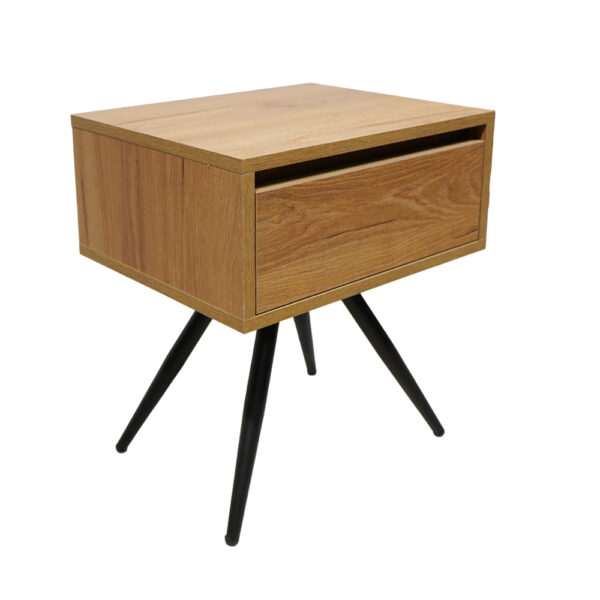 Κομοδίνο Komo-Nord Mε Επιφάνεια Σε Ανοιχτή Απόχρωση και Μαύρη Μεταλλική Βάση