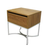 Κομοδίνο Komo-Arco Mε Επιφάνεια Σε Ανοιχτή Απόχρωση Ξύλου Και Λευκή Μεταλλική Βάση - Image 2