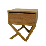 Κομοδίνο Komo-Kuro Mε Επιφάνεια Σε Ανοιχτή Απόχρωση Ξύλου Και Χρυσή Μεταλλική Βάση - Image 5