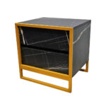 Κομοδίνο Komo-Frame Με Επιφάνεια Σε Όψη Μαύρου Μάρμαρου Και Χρυσή Μεταλλική Βάση - Image 2