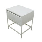 Κομοδίνο Komo-Woodtex Mε Επιφάνεια Σε Όψη Λευκού Μάρμαρου  Και Λευκή Μεταλλική Βάση - Image 6