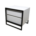 Κομοδίνο Komo-Frame Με Επιφάνεια Σε Όψη Λευκού Μάρμαρου Και Μαύρη Μεταλλική Βάση - Image 2