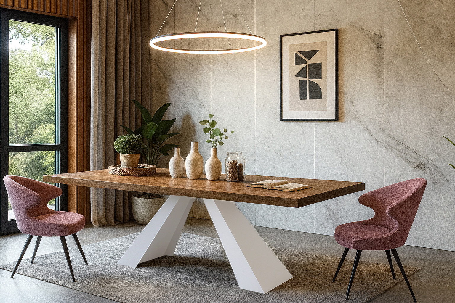 5194 Galaxy Roz WHITE Σέτ Τραπεζαρίας Vogue Spitimade® Με 6τμχ Καρέκλες Galaxy - Image 1