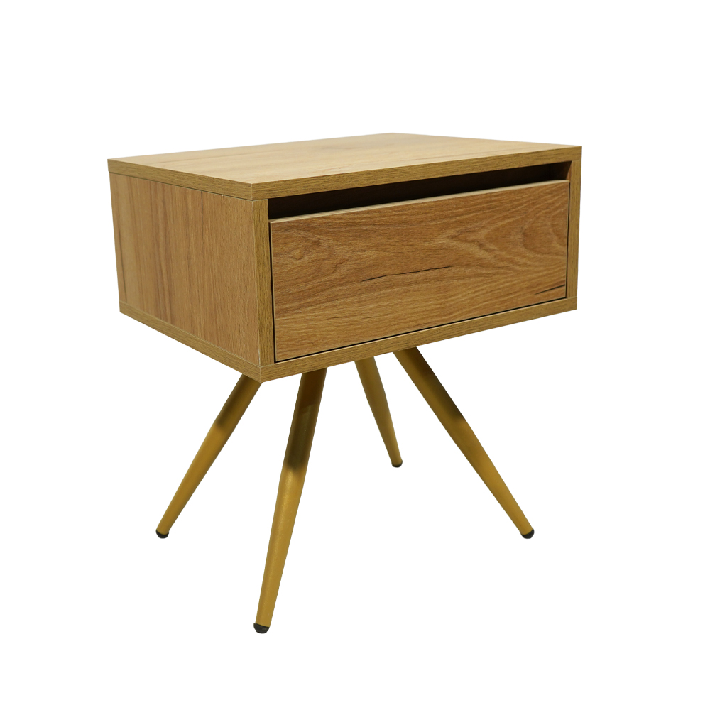 5194 gold 2 Κομοδίνο Komo-Nord Mε Επιφάνεια Σε Ανοιχτή Απόχρωση Και Χρυσή Μεταλλική Βάση - Image 1