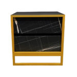 Κομοδίνο Komo-Frame Με Επιφάνεια Σε Όψη Μαύρου Μάρμαρου Και Χρυσή Μεταλλική Βάση - Image 4