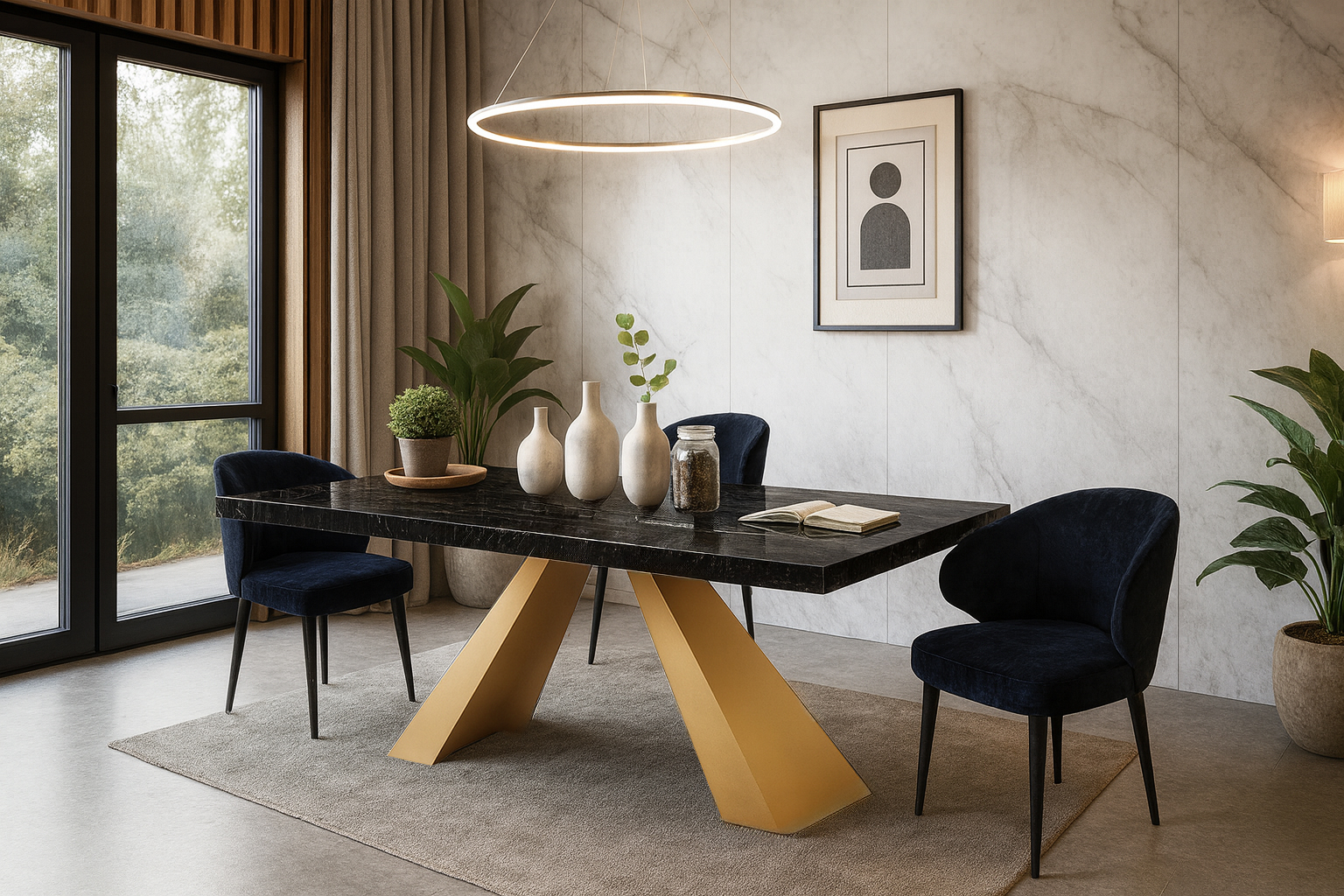 7767 Isabelle Black GOLD Σέτ Τραπεζαρίας Vogue Spitimade® Με 6τμχ Καρέκλες Isabel - Image 1