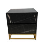 Κομοδίνο Komo-Boxy Mε Επιφάνεια Σε Μαύρο Μάρμαρο Και Χρυσή Μεταλλική Βάση - Image 5