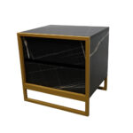 Κομοδίνο Komo-Frame Με Επιφάνεια Σε Όψη Μαύρου Μάρμαρου Και Χρυσή Μεταλλική Βάση - Image 5