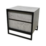 Κομοδίνο Komo-Frame Με Επιφάνεια Σε Όψη Λευκού Μάρμαρου Με Γκρί Νερά Και Μαύρη Μεταλλική Βάση - Image 5