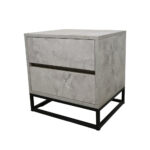 Κομοδίνο Komo-Boxy Mε Επιφάνεια Σε Λευκό Μάρμαρο Με Γκρί Νερά Και Μαύρη Μεταλλική Βάση - Image 5