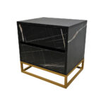 Κομοδίνο Komo-Boxy Mε Επιφάνεια Σε Μαύρο Μάρμαρο Και Χρυσή Μεταλλική Βάση - Image 3